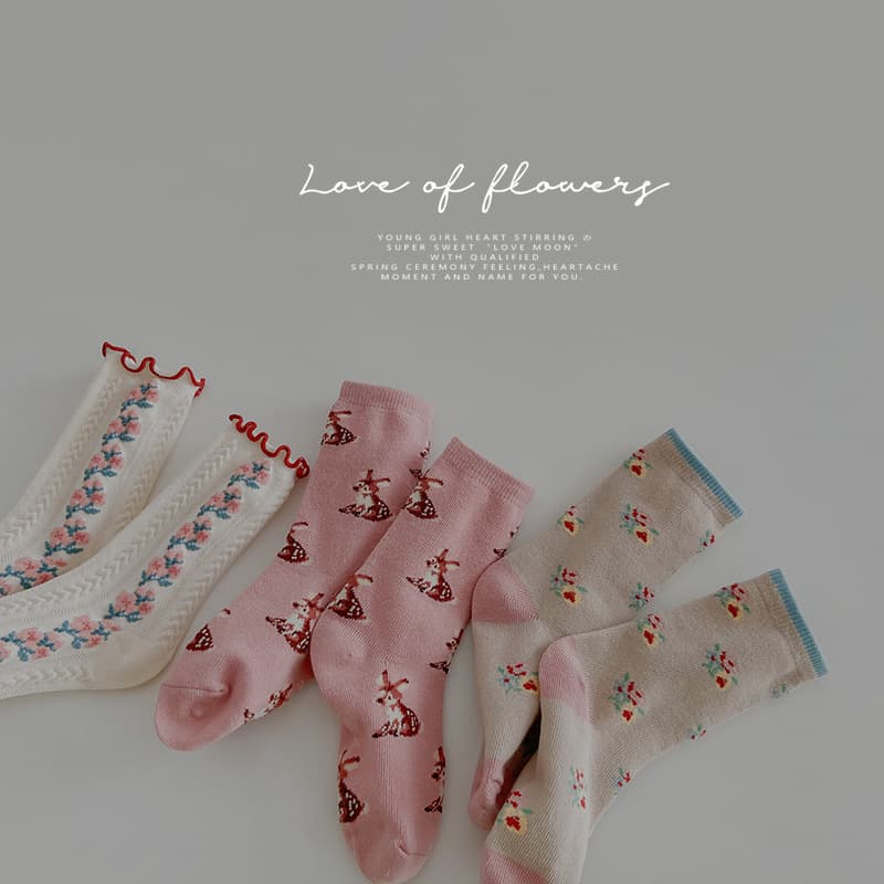(Wholesale), children's demi-season cute socks, floral print, Korean style 5