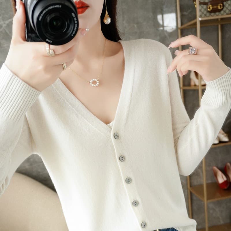 Autumn cardigan, sweater, long-sleeve, V-neckline 4