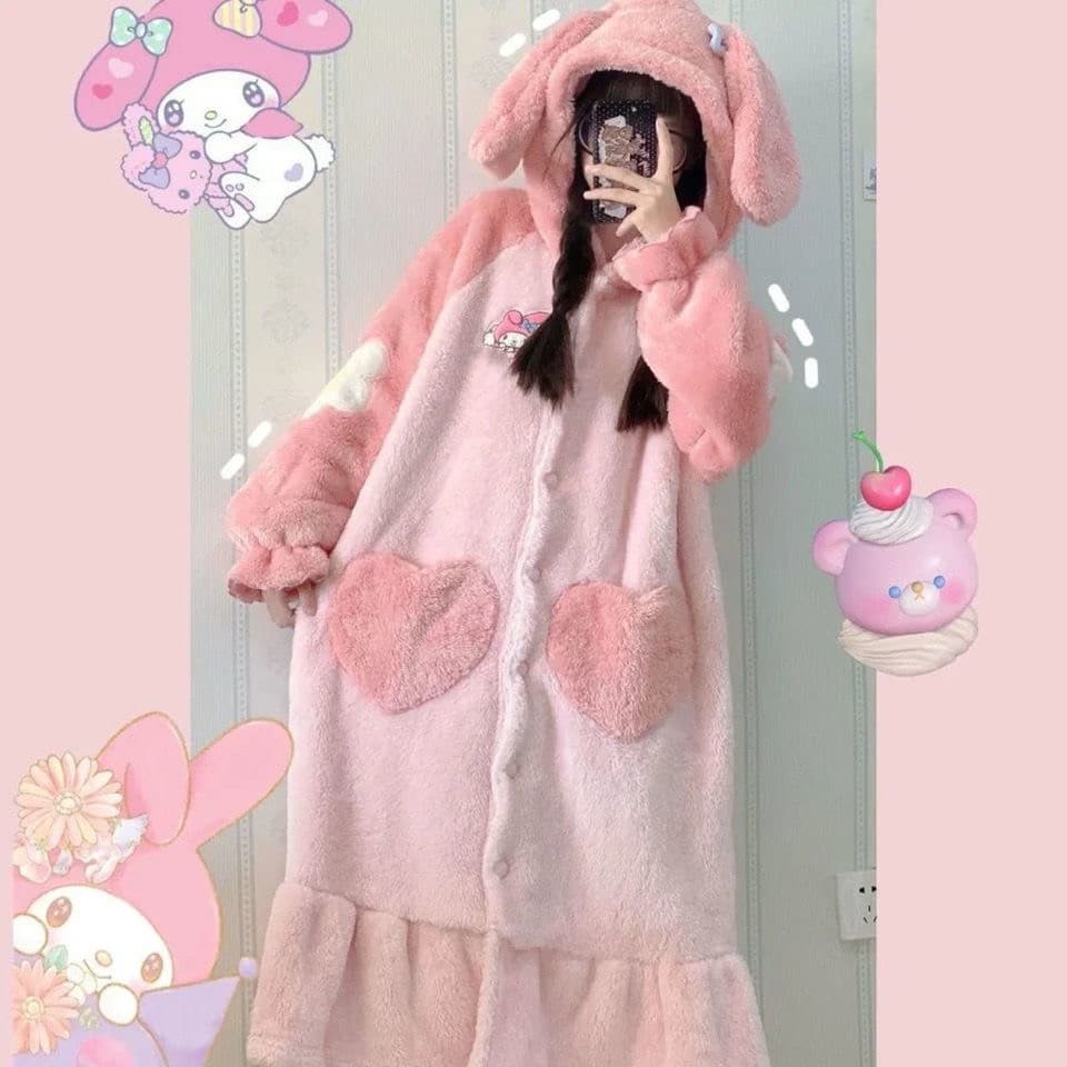 Cute bathrobe, coral velvet pijama, winter flannel skirt, internet celebrity, increased thickness, 2025 years 2