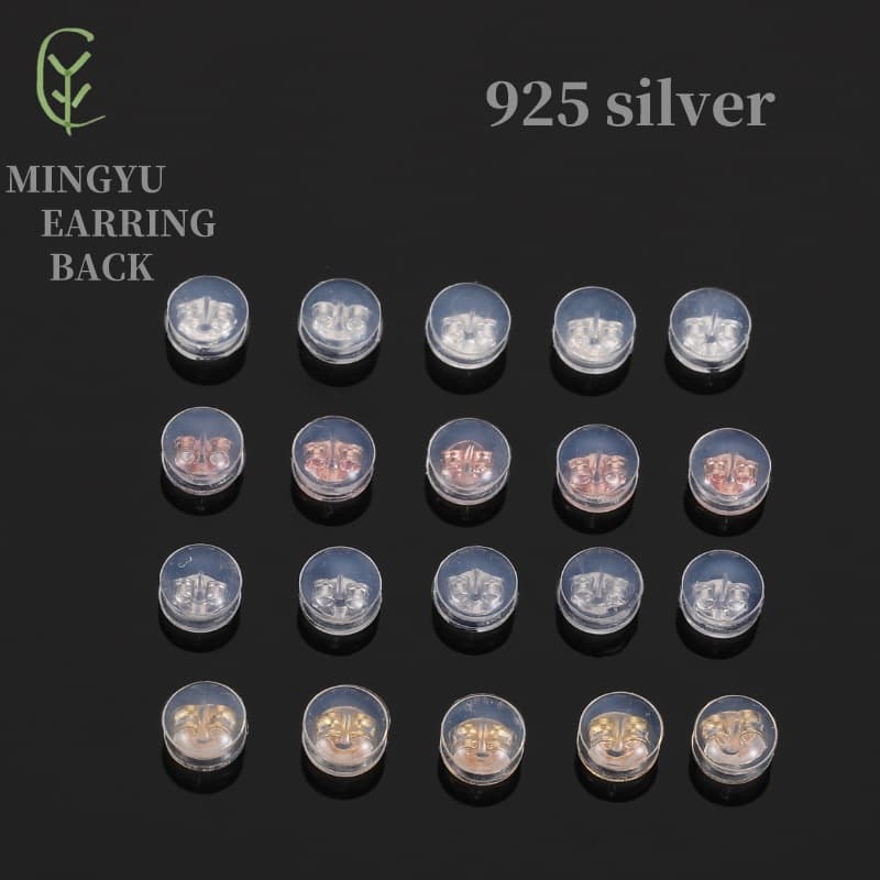 Silicone earplugs, transparent earrings, silver 925 sample 2