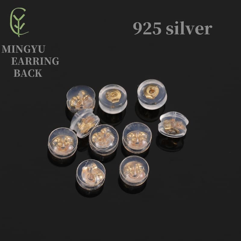 Silicone earplugs, transparent earrings, silver 925 sample 3