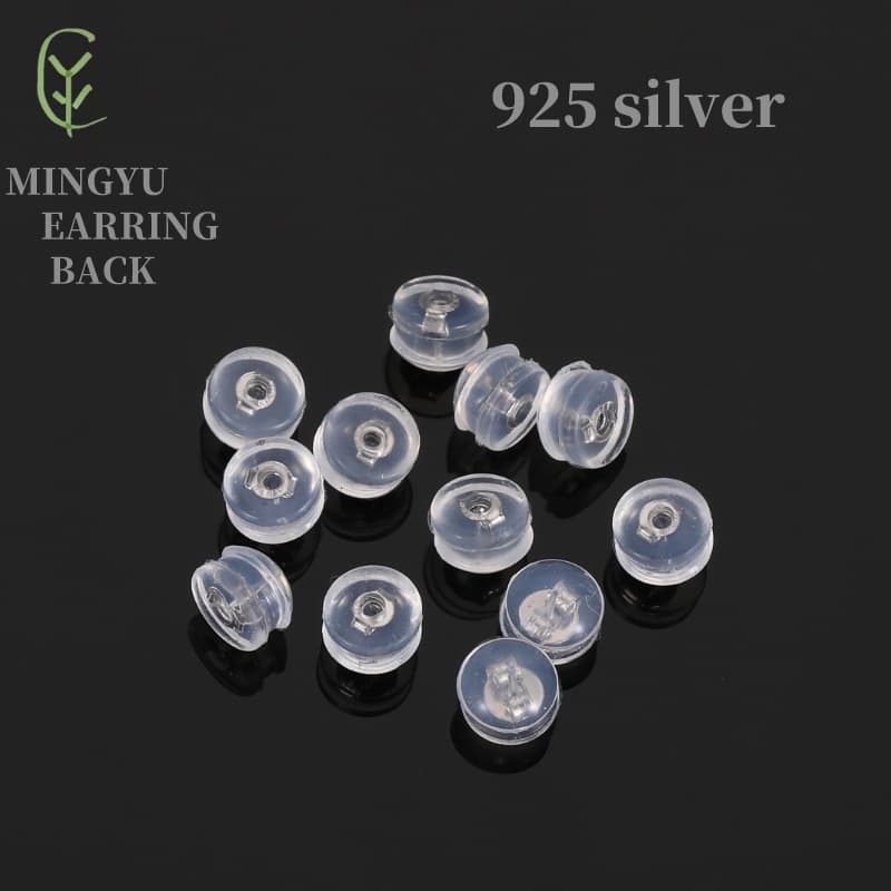 Silicone earplugs, transparent earrings, silver 925 sample 4