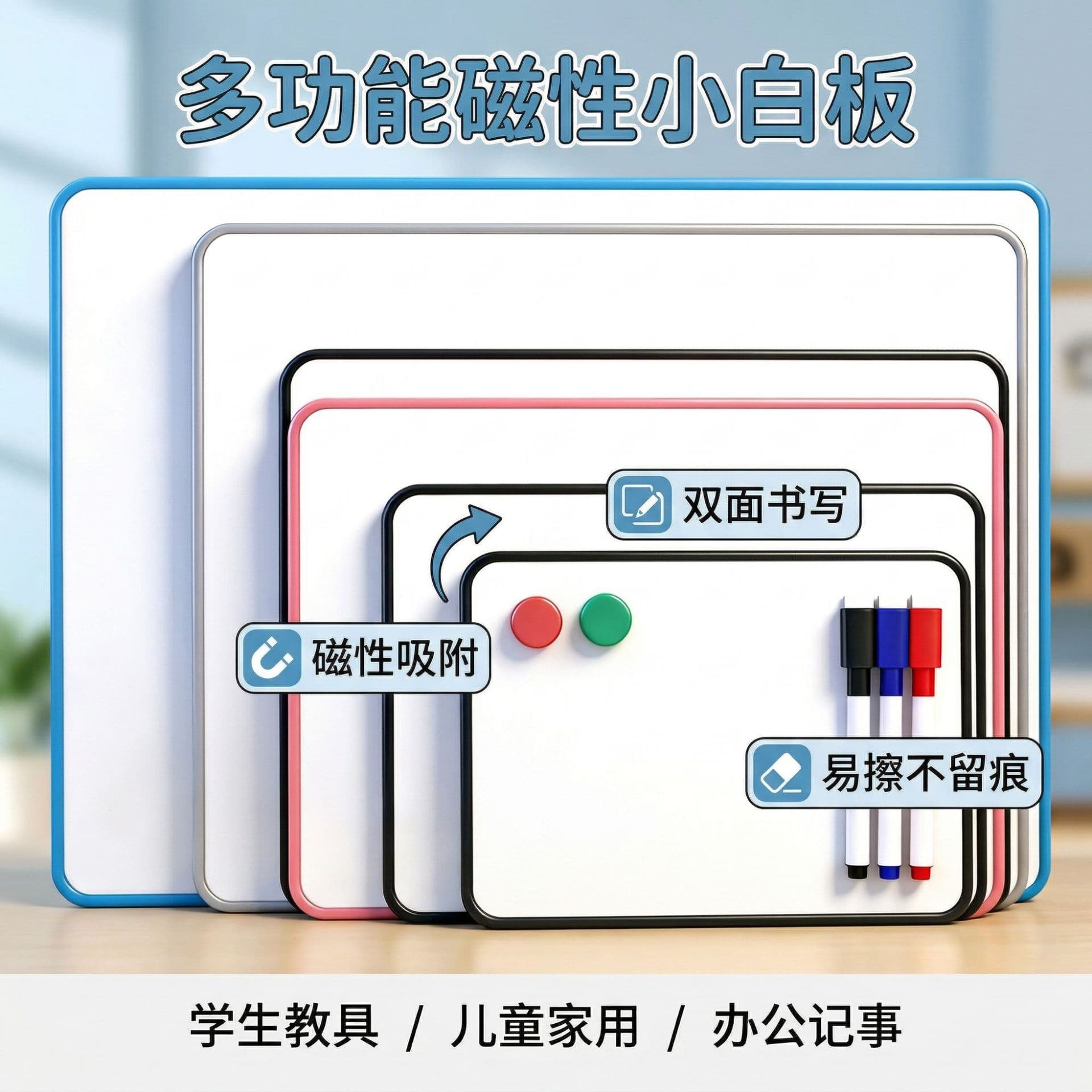 Writing board small whiteboard can be erased magnetic household notes display board live broadcast reminder children magnetic double-sided blackboard 3
