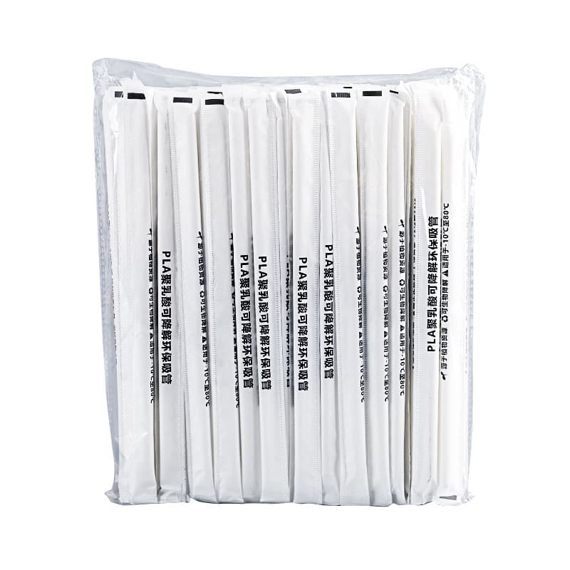 One -time PLA straw can degrade independent paper packaging pearl milk tea direct tube soymilk beverages pointed strip straw 5