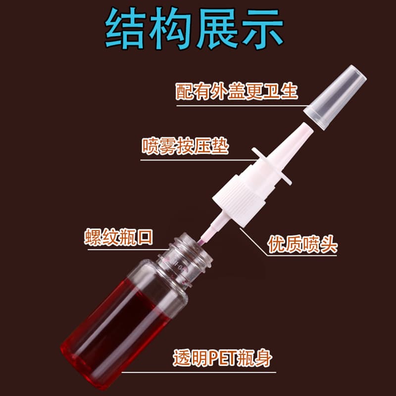 Bottle, transparent white sprayer, plastic nazal spray, 50 ml 3