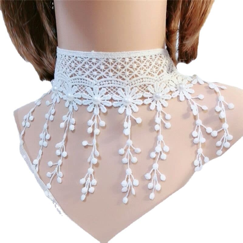 White accessory, necklace, choker, chain for key bag  with tassels, European style 5