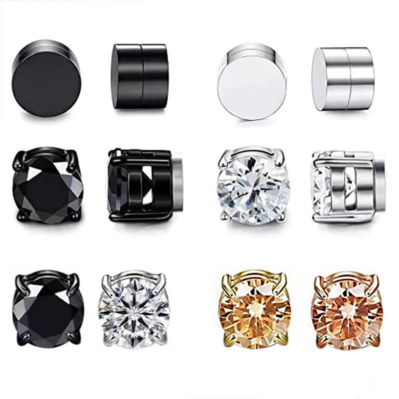 Magnetic ear clips, universal fashionable earrings with zircon for men and women, Amazon, no pierced ears 2