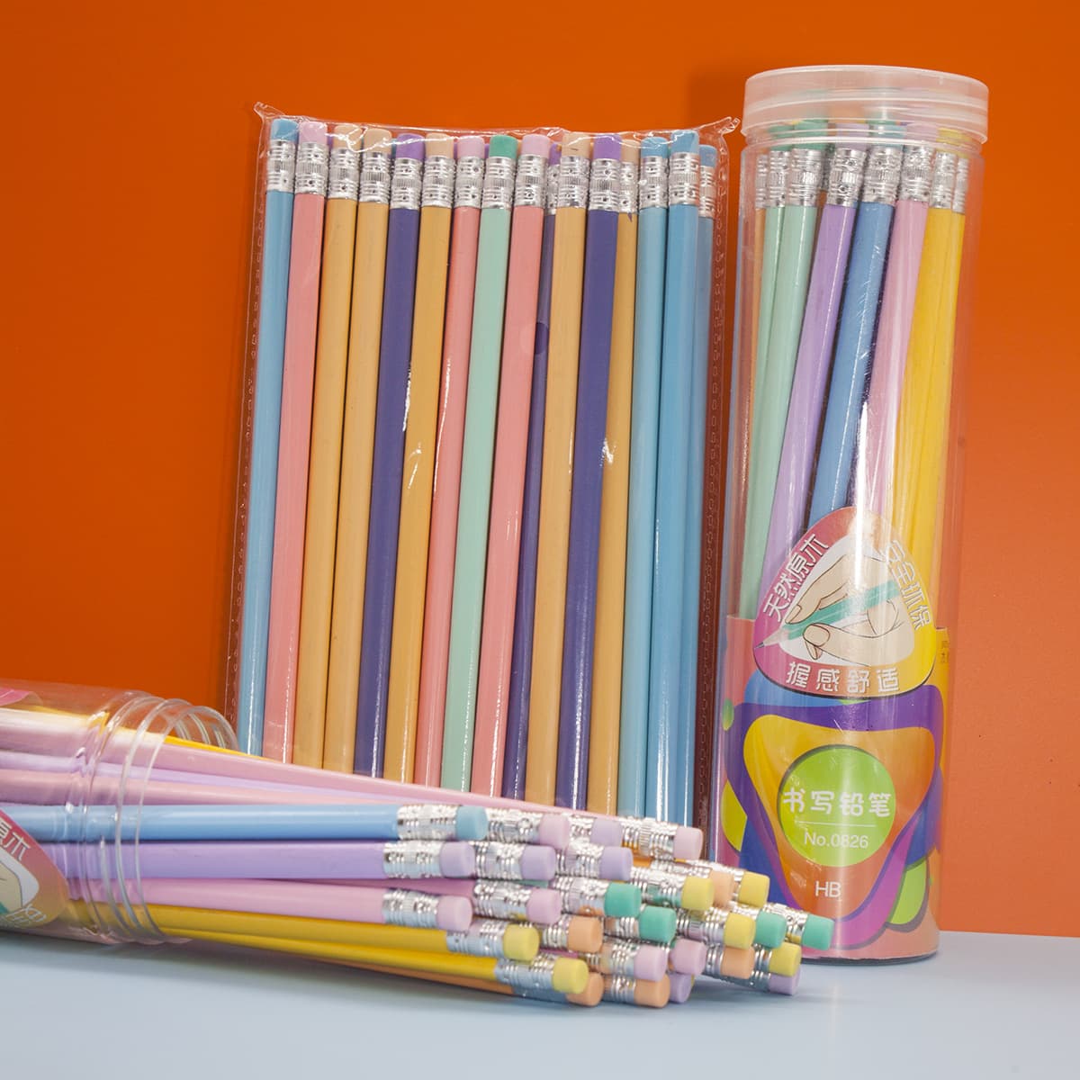 Popular candy color pencil primary school student writing pencil HB pencil macaron log jelly pencil factory wholesale 4