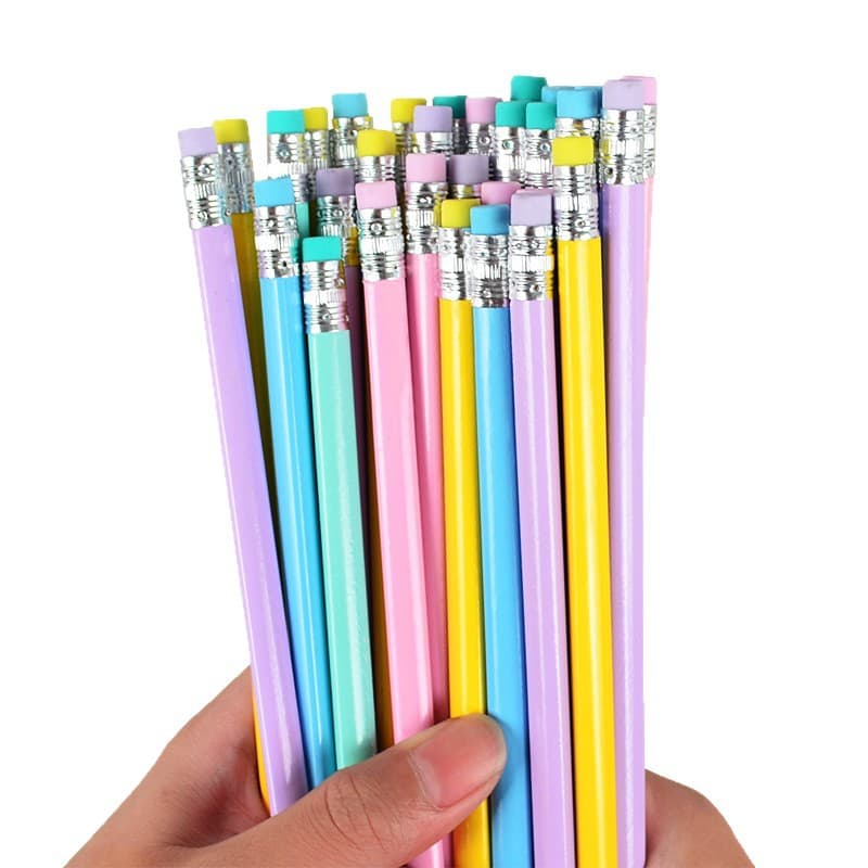Popular candy color pencil primary school student writing pencil HB pencil macaron log jelly pencil factory wholesale 5