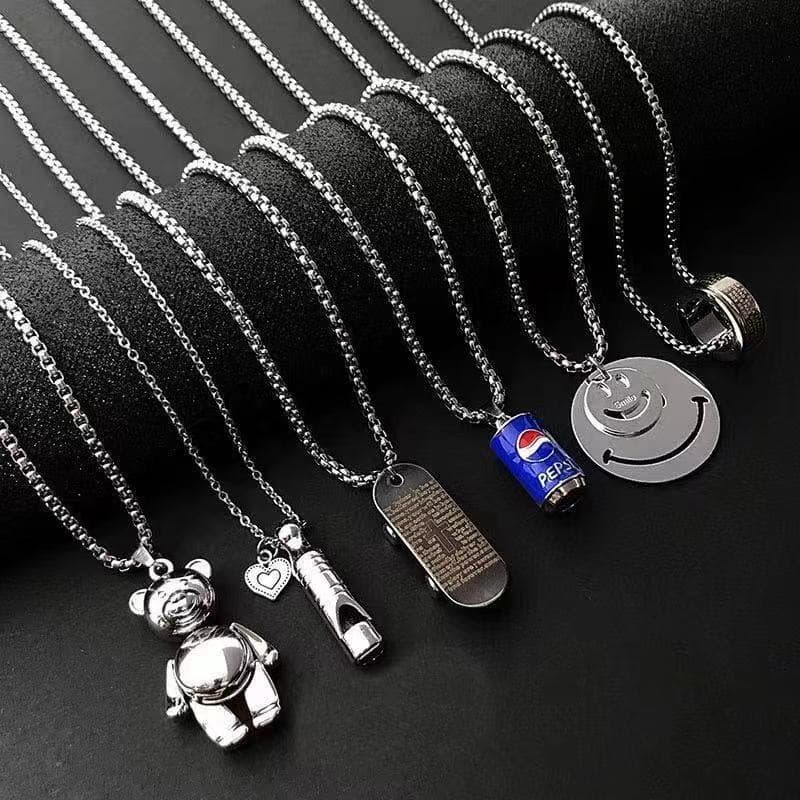 Men's necklace stainless steel, universal small design chain for key bag , pendant, accessory, light luxury style, high-quality style 2