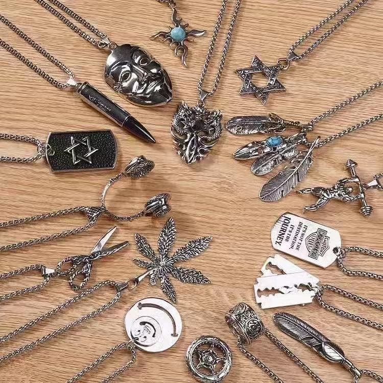 Men's necklace stainless steel, universal small design chain for key bag , pendant, accessory, light luxury style, high-quality style 3