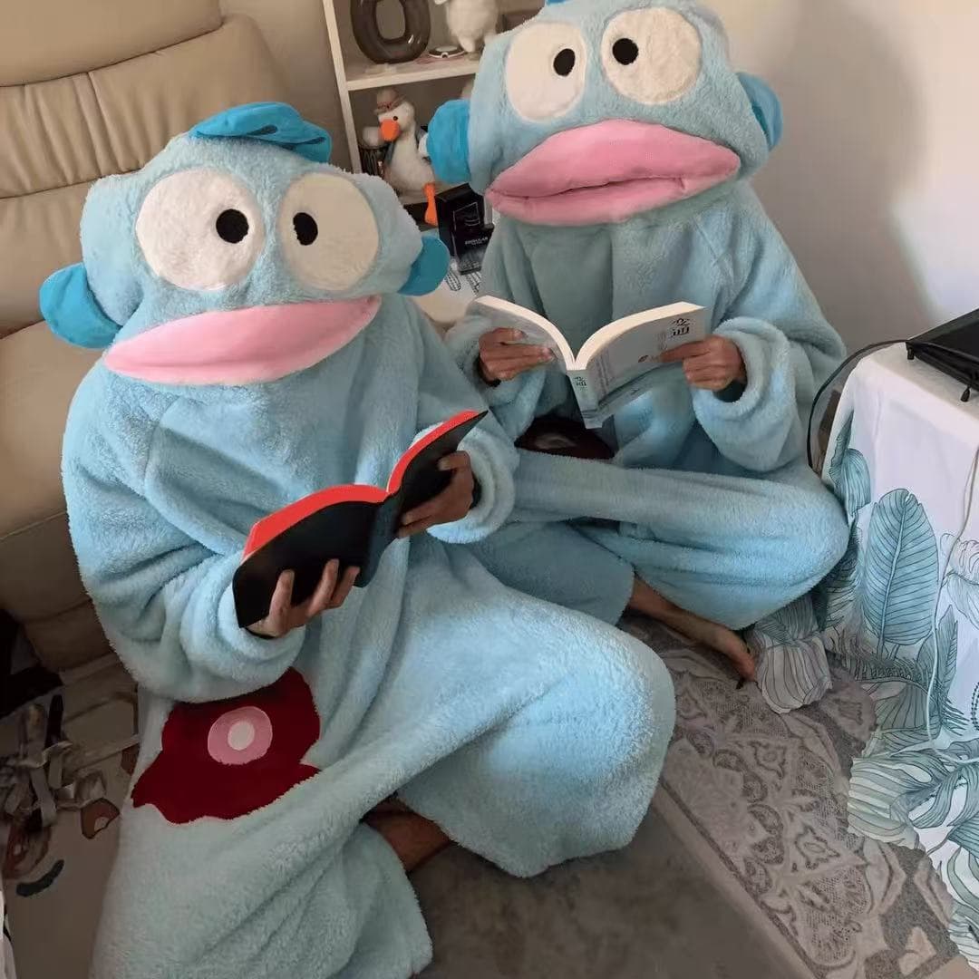 Cute demi-season pijama, coral velvet cartoon thermal underwear for men and women, for beloved, increased thickness 3
