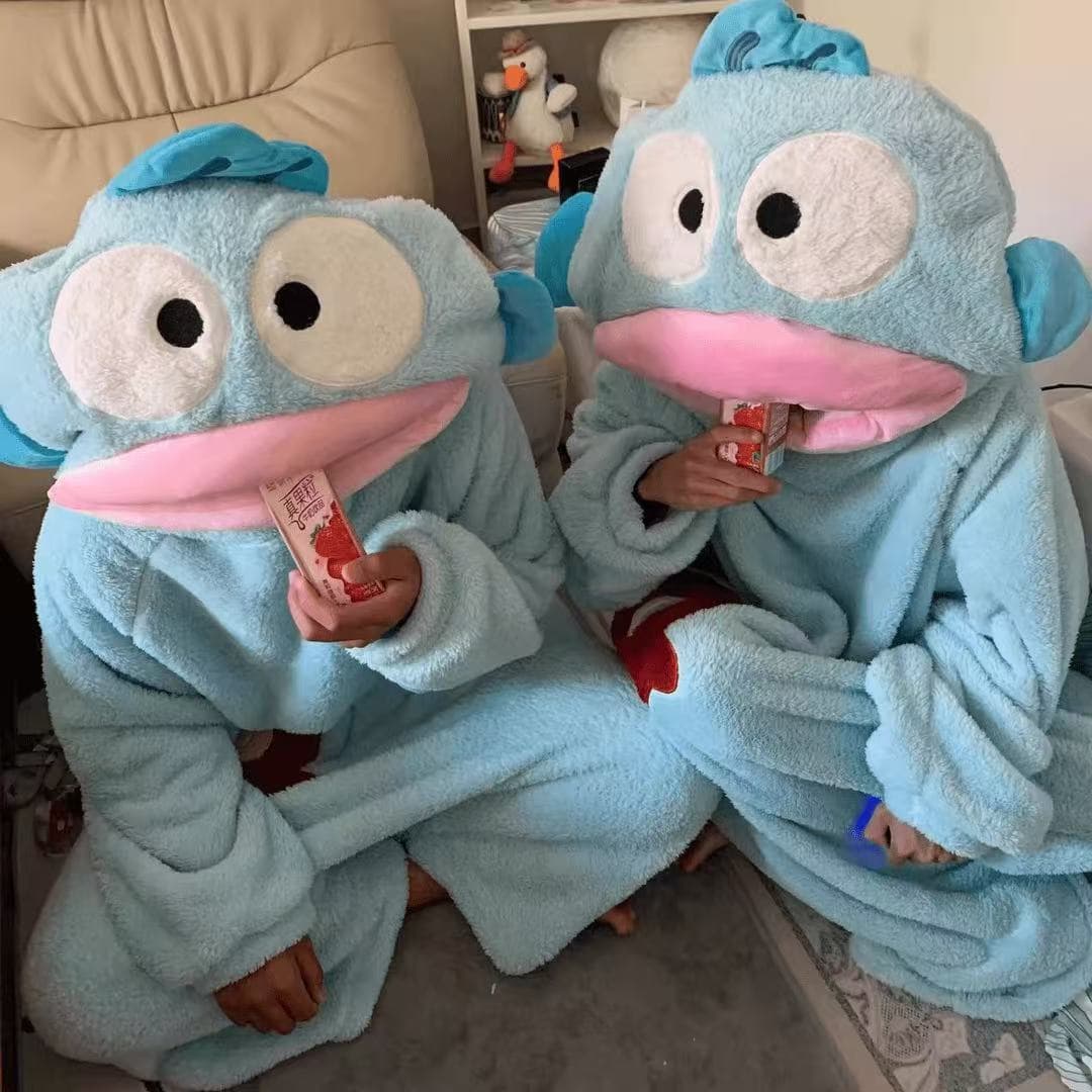 Cute demi-season pijama, coral velvet cartoon thermal underwear for men and women, for beloved, increased thickness 4