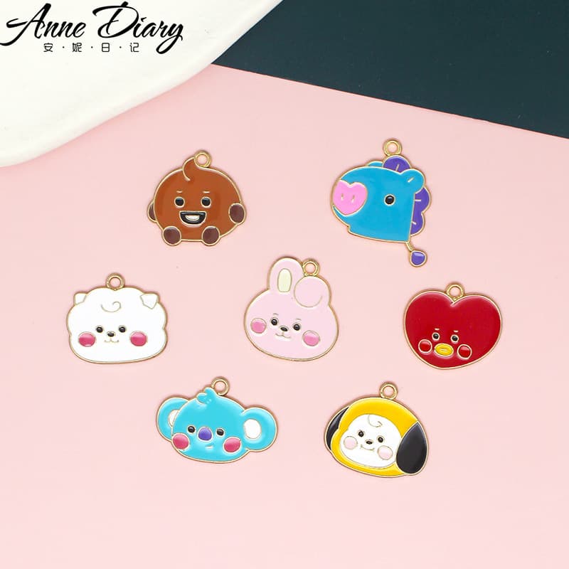 Cartoon metal earrings, necklace, pendant, hair accessory, DIY