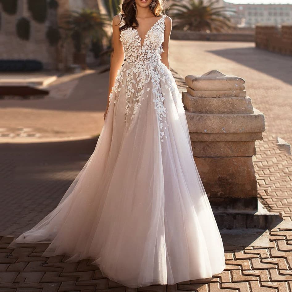 (Cross-border trading), summer sexy wedding dress sleevless, long skirt, European style, V-neckline
