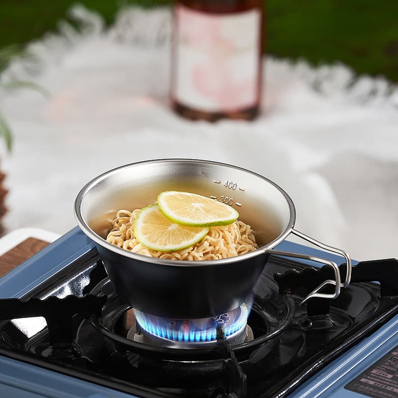 Outdoor 304 stainless steel snow -pull bowl portable folding camper camping camping folding Xuera cup picnic stranded bowl 3