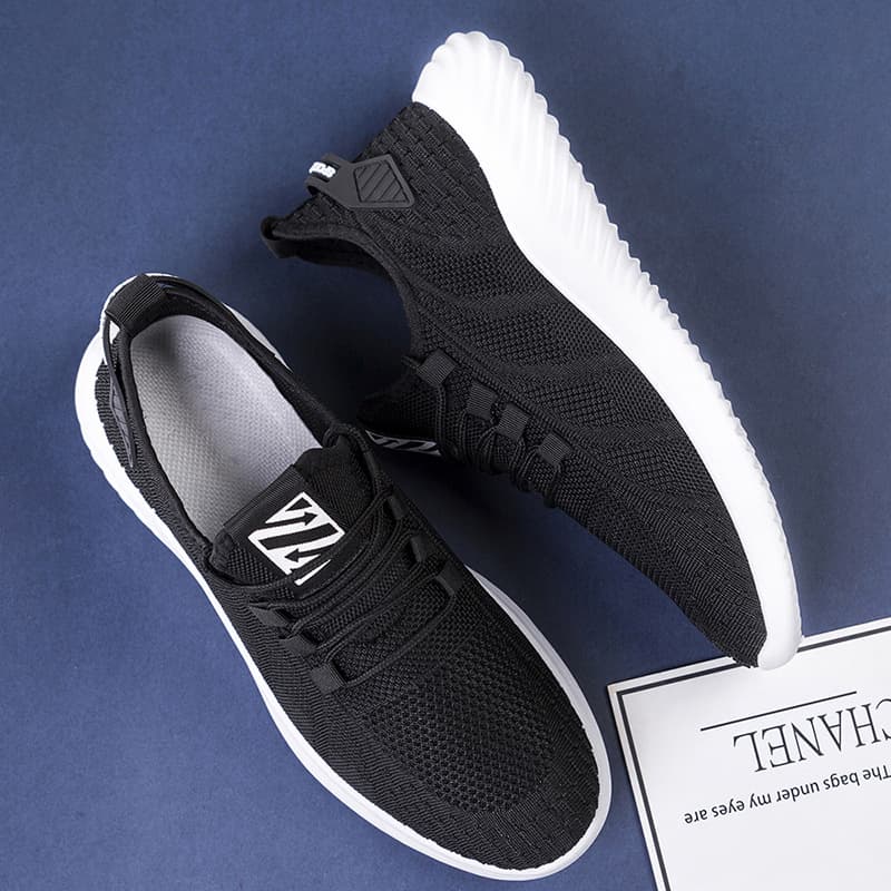 New men's shoes, foreign trade casual sports shoes, flying knitted breathable running shoes, shallow lace-up men's trendy sports shoes 2