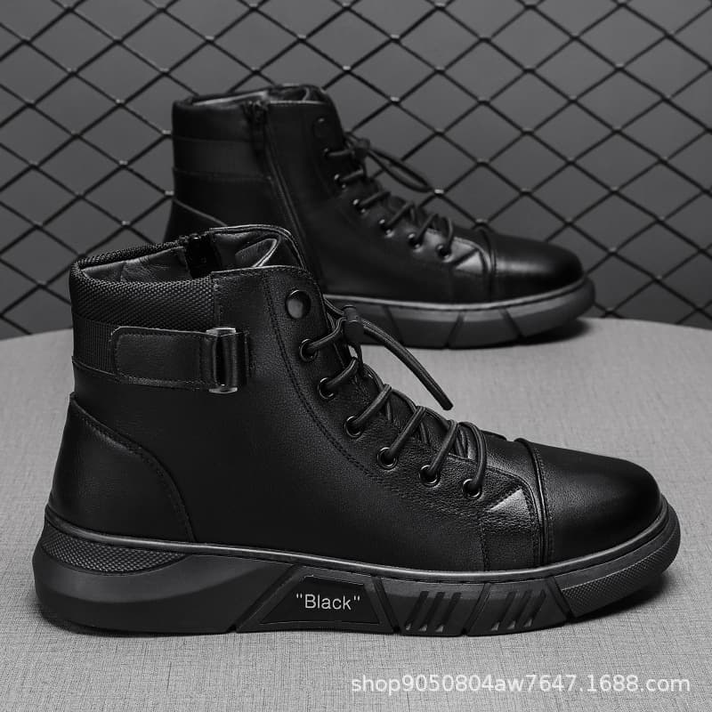 Trendy Martin boots men's high-top men's casual leather boots cross-border 2022 hot style large size British men's boots plus velvet to keep warm 2
