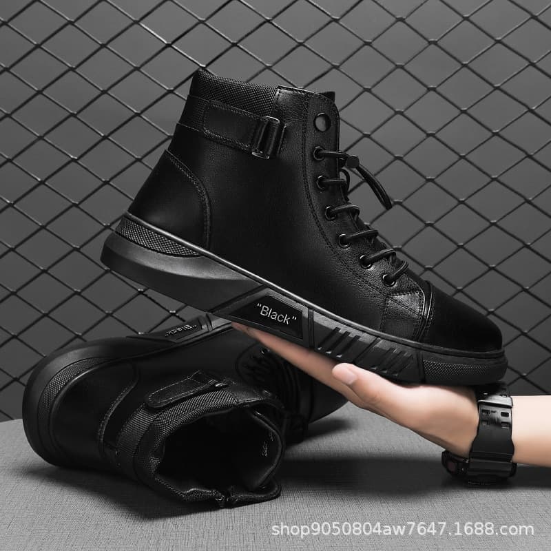 Trendy Martin boots men's high-top men's casual leather boots cross-border 2022 hot style large size British men's boots plus velvet to keep warm 3