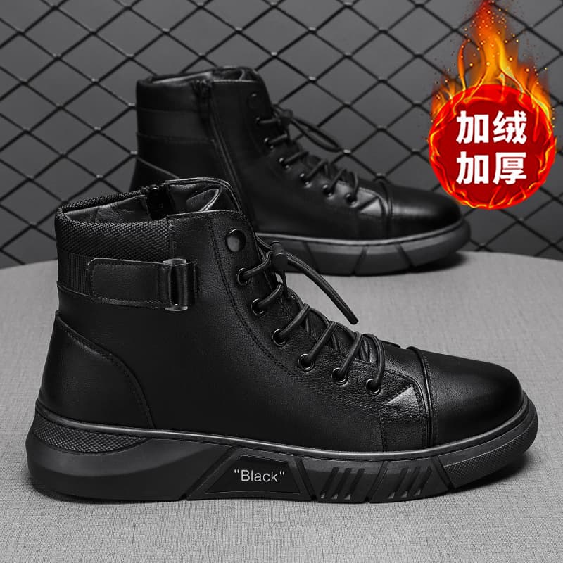 Trendy Martin boots men's high-top men's casual leather boots cross-border 2022 hot style large size British men's boots plus velvet to keep warm 4