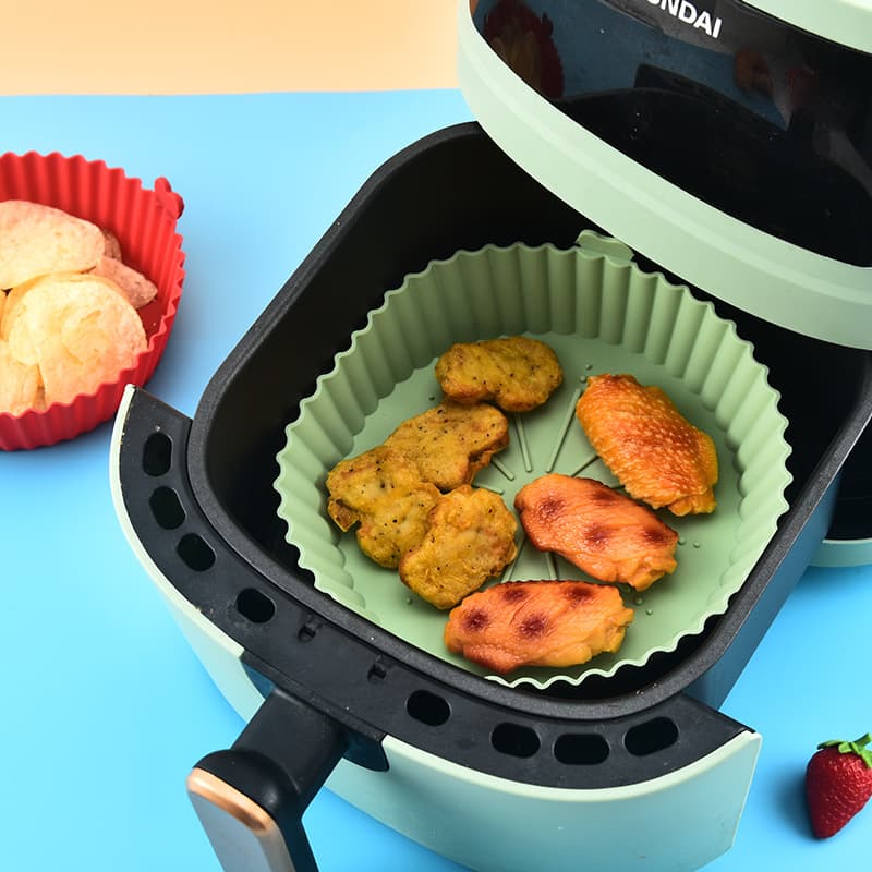 Air fryer silicone baking pan mat round foldable baking frying pan mat oven mat household baking baking pan wholesale 4