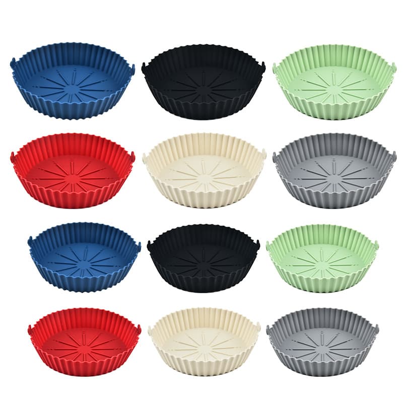 Air fryer silicone baking pan mat round foldable baking frying pan mat oven mat household baking baking pan wholesale 5