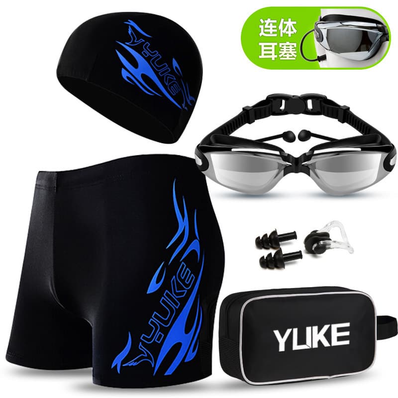 Trousers, waterproof men's fashionable swimwear for swimming, swimming cap, professional set, swimming accessory, plus size