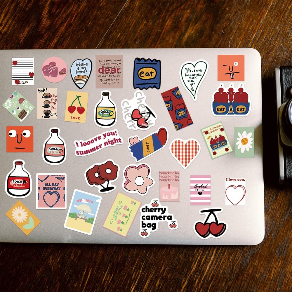 50-373 high-level simple and cute graffiti stickers mobile helmet cartoon iPad hand account decoration stickers waterproof 4