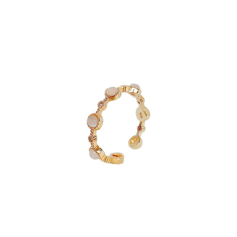 Retro small ring with zircon pearl, design jewelry with bow, light luxury style, high-quality style 5