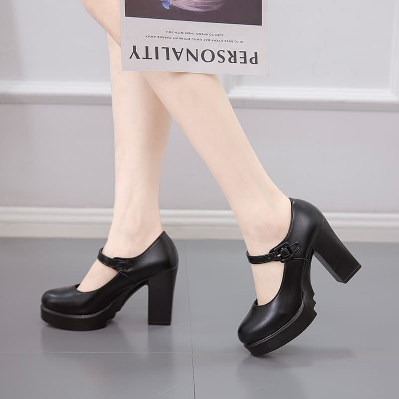 Demi-season high heels, red black women's shoes platform, 2024 years, trend of season, wide stable heel, round toe, plus size 2