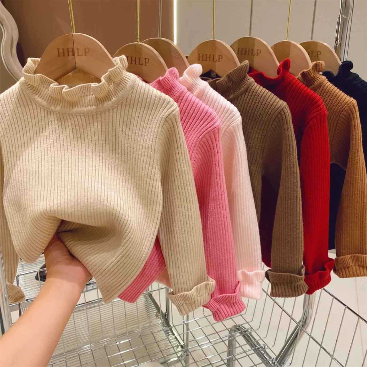 (Wholesale), autumn demi-season solid color base body-friendly knitted sweater, western style, high collar 2