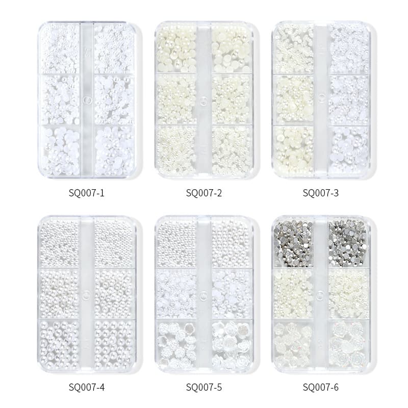(Wholesale), nail decoration with bow, mixed accessories pearl, 12 cells 4