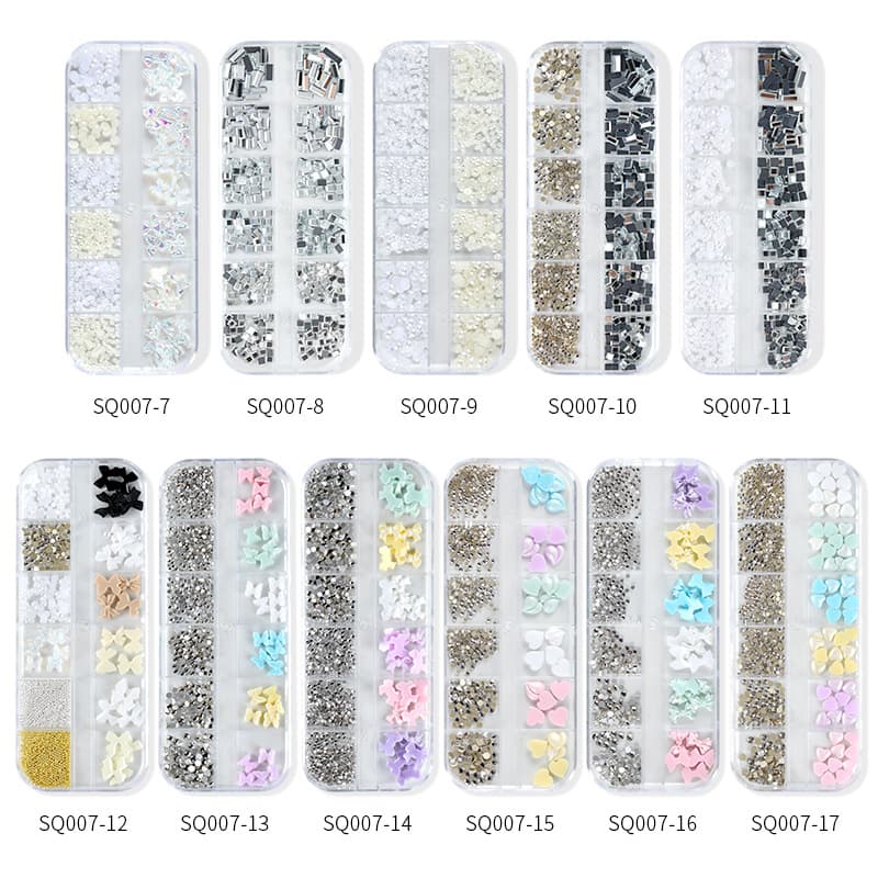 (Wholesale), nail decoration with bow, mixed accessories pearl, 12 cells 5