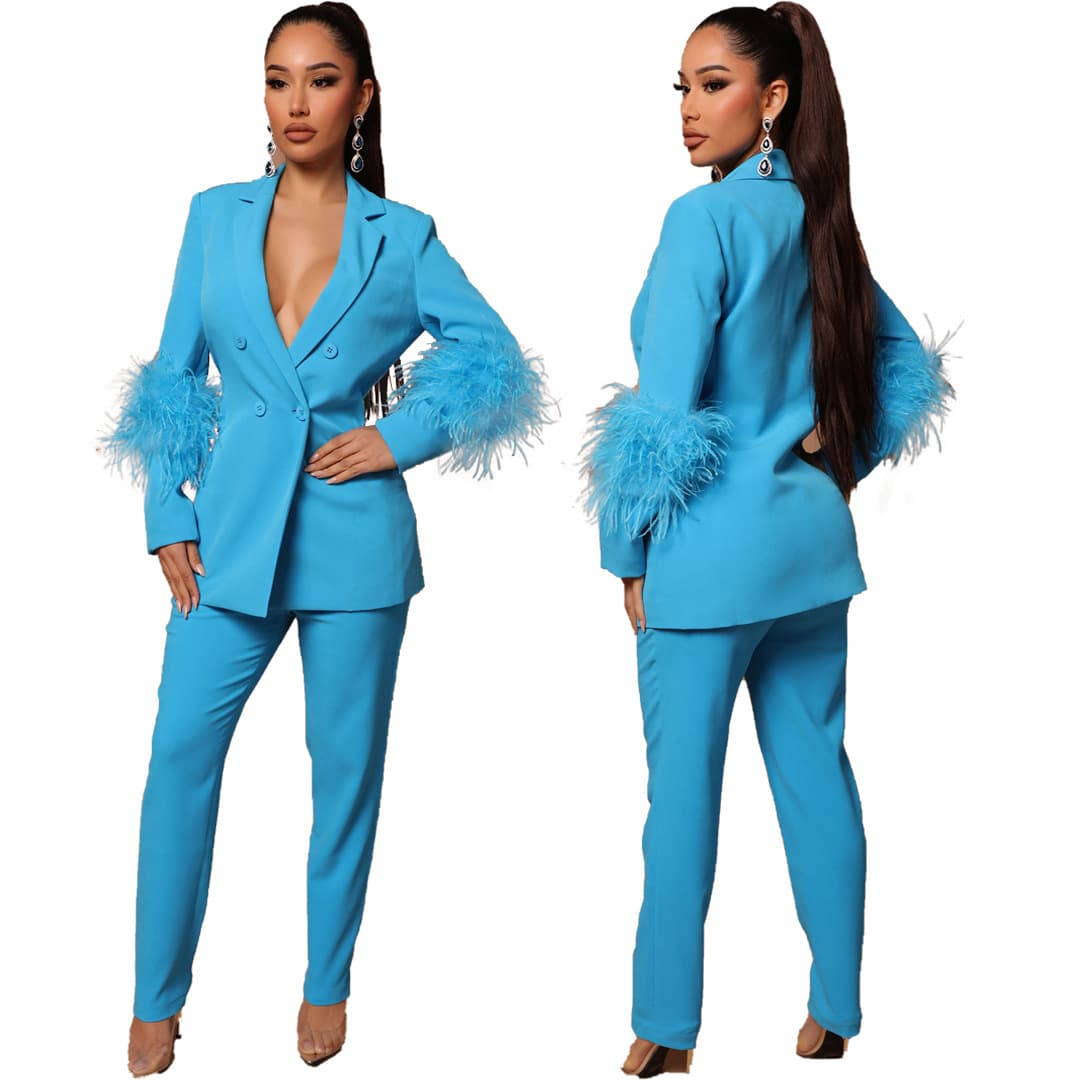 (Cross-border trading), (Wholesale), fashionable autumn jacket, suit, Amazon, European style, feather stuffing, loose straight fit 2