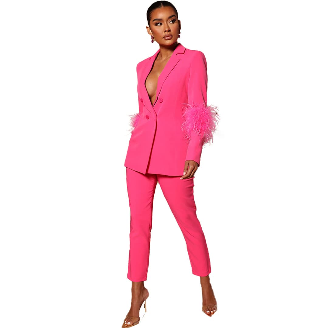 (Cross-border trading), (Wholesale), fashionable autumn jacket, suit, Amazon, European style, feather stuffing, loose straight fit 3