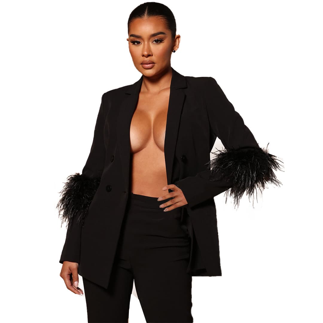 (Cross-border trading), (Wholesale), fashionable autumn jacket, suit, Amazon, European style, feather stuffing, loose straight fit 4