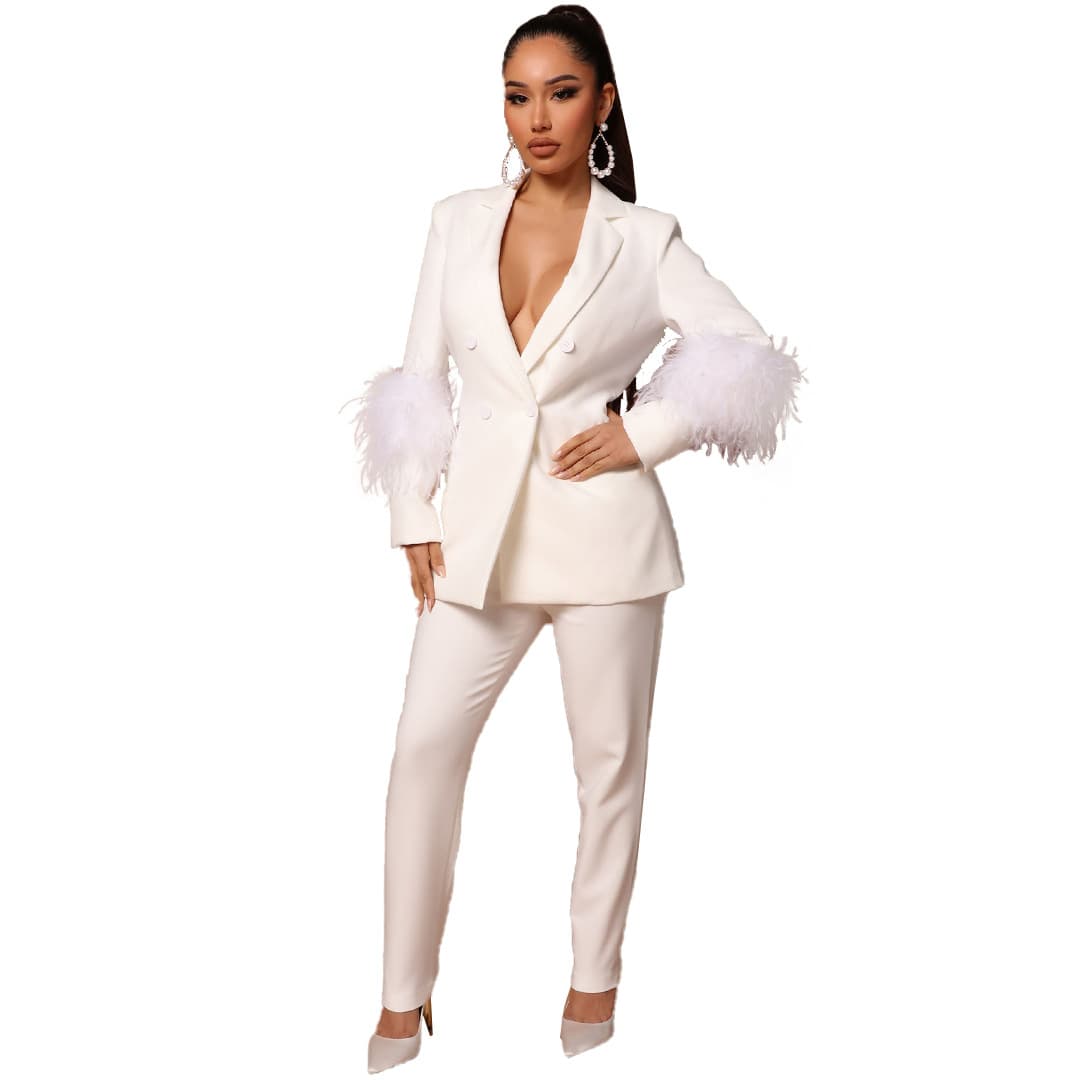 (Cross-border trading), (Wholesale), fashionable autumn jacket, suit, Amazon, European style, feather stuffing, loose straight fit 5