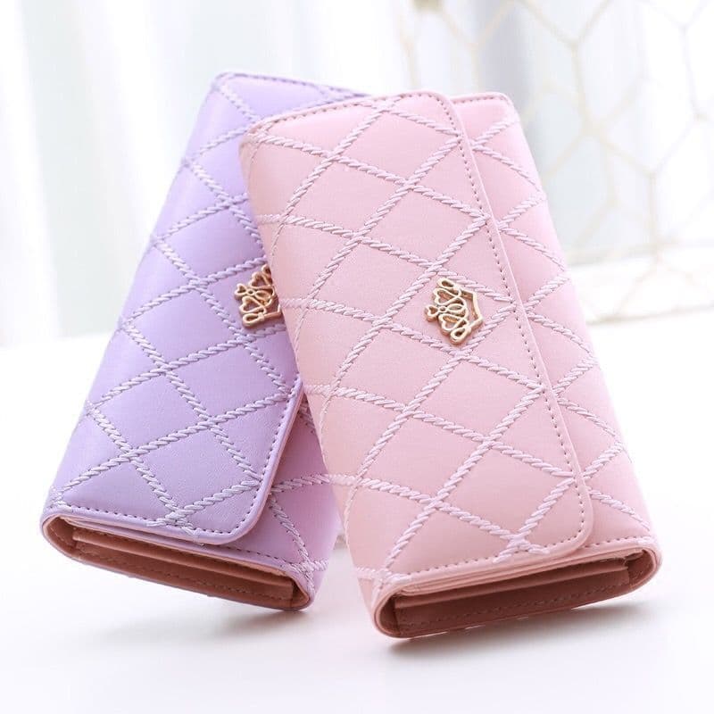 Capacious wallet, long fashionable shoulder bag with diamond pattern 4
