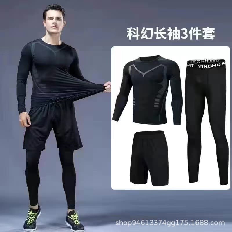 Quick dry silk sports suit, basketball shorts for gym for training, tight, with short sleeve, for running 3