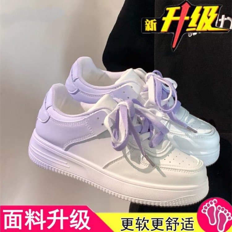 White sneakers, fashionable breathable shoes for students, gradient, Collection Year 2026, suitable for spring and autumn 3