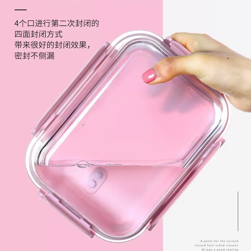 Lunch box microwave oven can heated office workers transparent with covering glass lunch box large capacity scores to keep fresh bowl 2