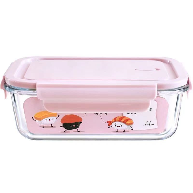 Lunch box microwave oven can heated office workers transparent with covering glass lunch box large capacity scores to keep fresh bowl 5