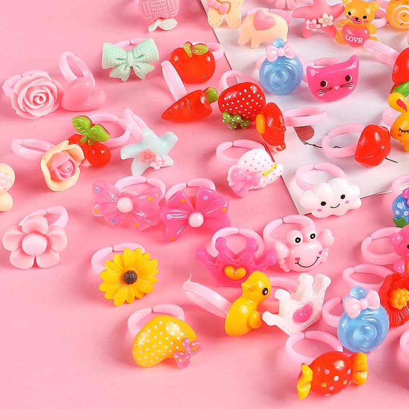 (Wholesale), cartoon children's fuchsia ring, adjustable jewelry for friend 4