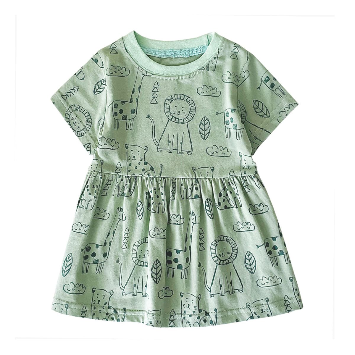 Girls' Cartoon Summer Cotton Dress with Baby Print 5