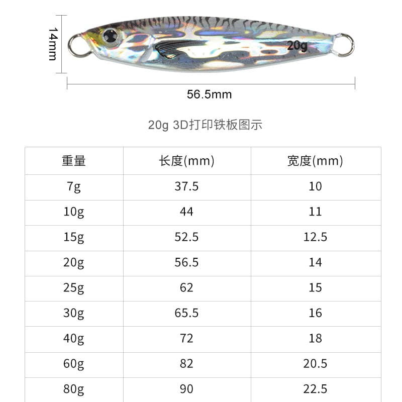 3D Print Quick Falling Falling Tieni Road Asian Fake Bait Sea Fishing Favorite Fishing Corium 10g20g30G60G60G Small Lead Fish 2