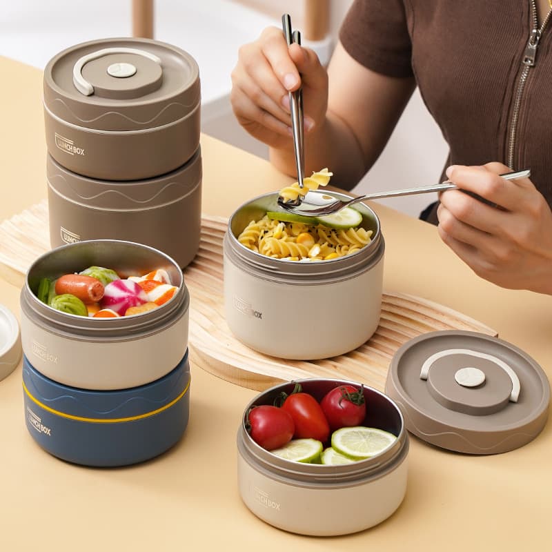 Thermos stainless steel, lunch box, Japanese double-layer thermal barrel for students 4
