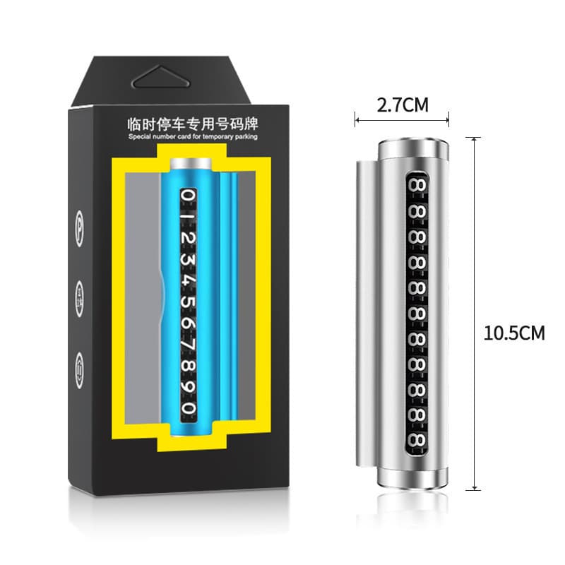 Car -car parking on the phone temporary parking brand aluminum alloy rolling wheel number license plate number plate creative metal transfer license