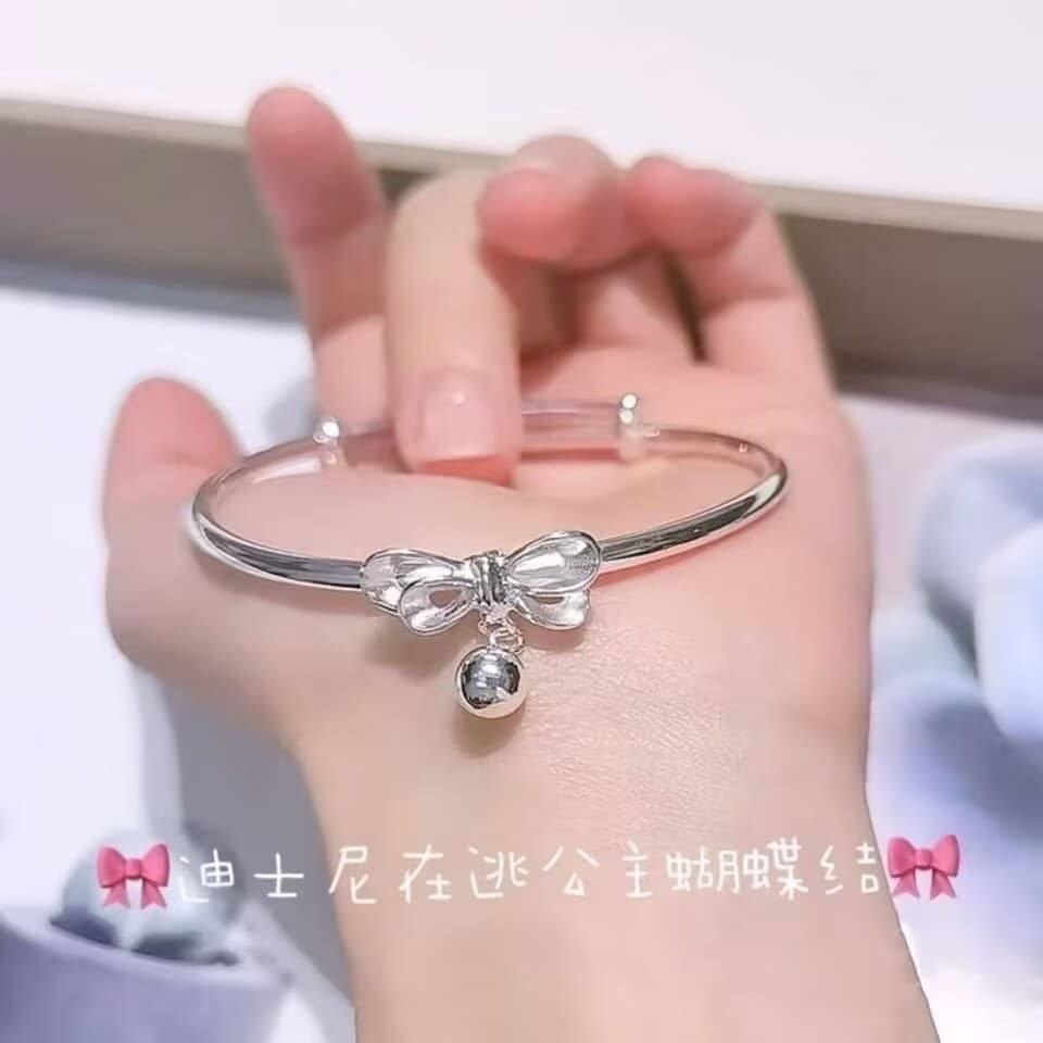 Small bell with bow, adjustable elegant women's bracelet, princess style 4