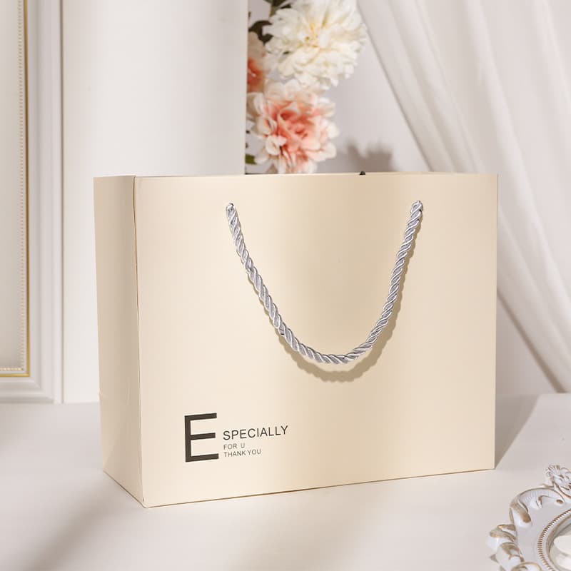Christmas brand beige gift box with bow, Birthday gift, English 4