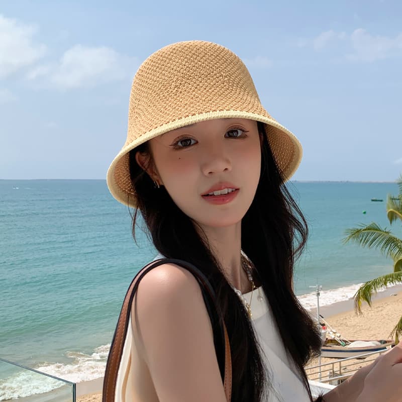 Breathable fashionable universal knitted summer sun hat, city style, UV protection, sun protection 2